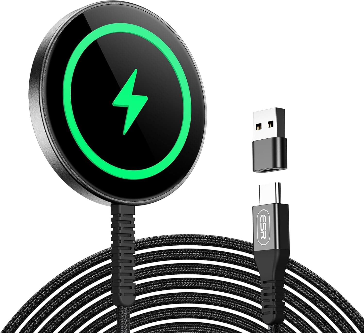 **ESR 맥세이프 무선 충전 패드 – iPhone 16~12 시리즈 및 에어팟 호환 (AC 케이블 포함)**