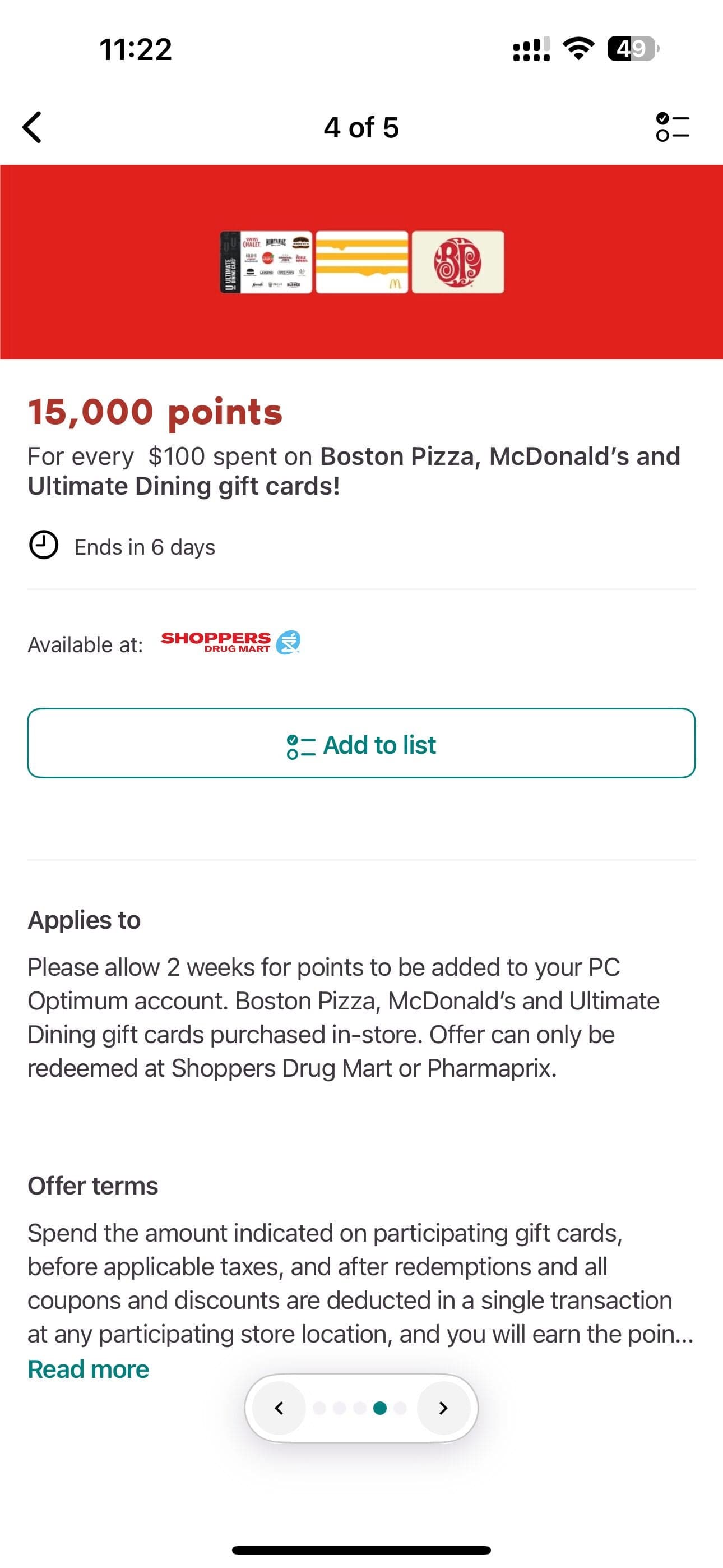 PC Optimum 기프트카드 프로모션 – $100 구매 시 15,000 포인트 적립 (5월 24~30일)