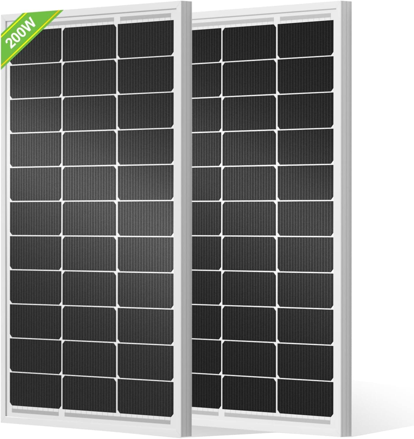 ECO-WORTHY 100W x 2 솔라패널 세트 – 고효율 단결정 200W 태양광 패널 (12V 시스템용, RV/캠핑/오프그리드용)
